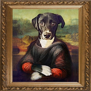 Mona Lisa - Pet Portrait - Custom Renaissance Pet Dog/Cat Portraits - Digital personalized portrait painting using your Pet's Photo image 1