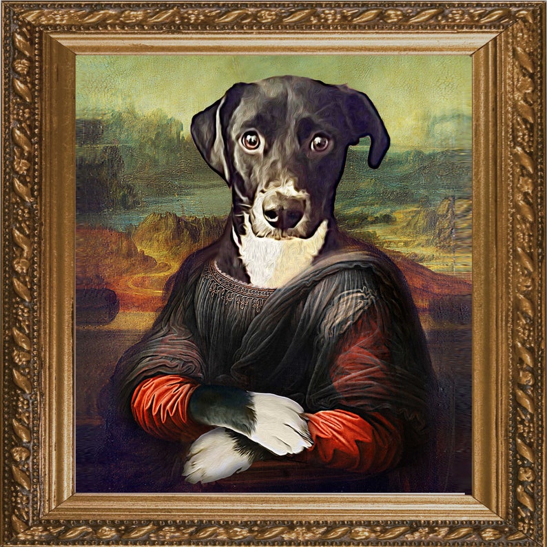 Mona Lisa - Pet Portrait - Custom Renaissance Pet Dog/Cat Portraits - Digital personalized portrait painting using your Pet's Photo image 1