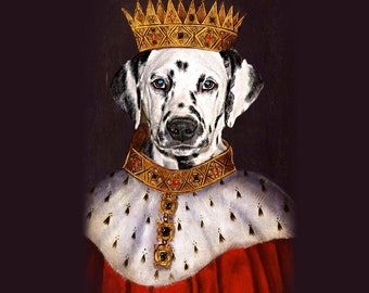 SINGLE Pet Portrait - King George Custom Renaissance Pet Dog/Cat Portraits - Digital personalized portrait painting using your Pet's Photo