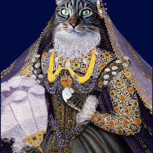 Queen Elizabeth Custom Pet Dog and Cat Portraits Digital portrait painting using your Pet's Photo image 6