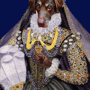 Queen Elizabeth Custom Pet Dog and Cat Portraits Digital portrait painting using your Pet's Photo image 4