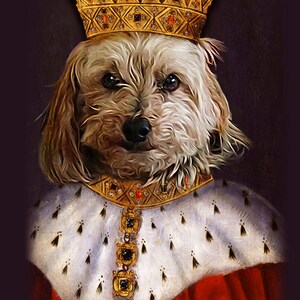 SINGLE Pet Portrait King George Custom Renaissance Pet Dog/Cat Portraits Digital personalized portrait painting using your Pet's Photo image 3