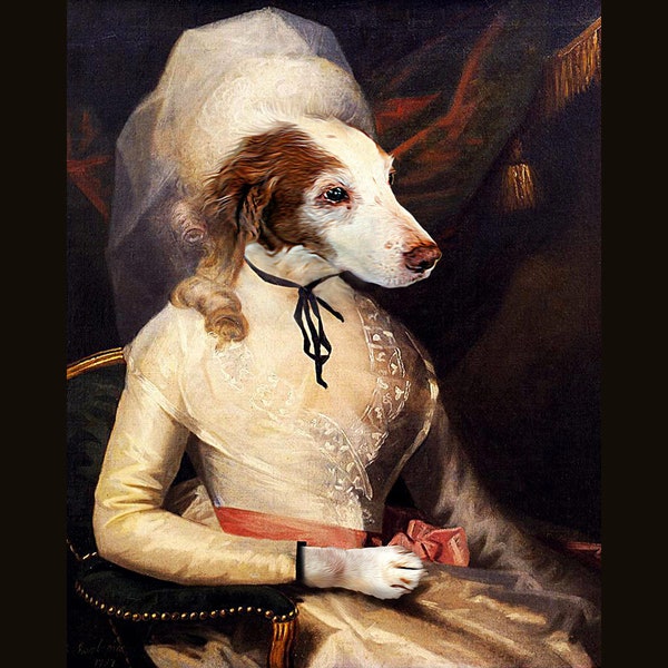 Elizabeth Schuyler di Alexander Hamilton Musical - Ritratto di animali domestici - Ritratti di cani / gatti da compagnia rinascimentali - pittura con la foto del tuo animale domestico