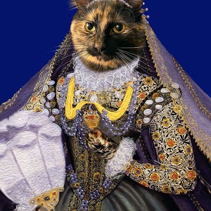 Queen Elizabeth Custom Pet Dog and Cat Portraits Digital portrait painting using your Pet's Photo image 2