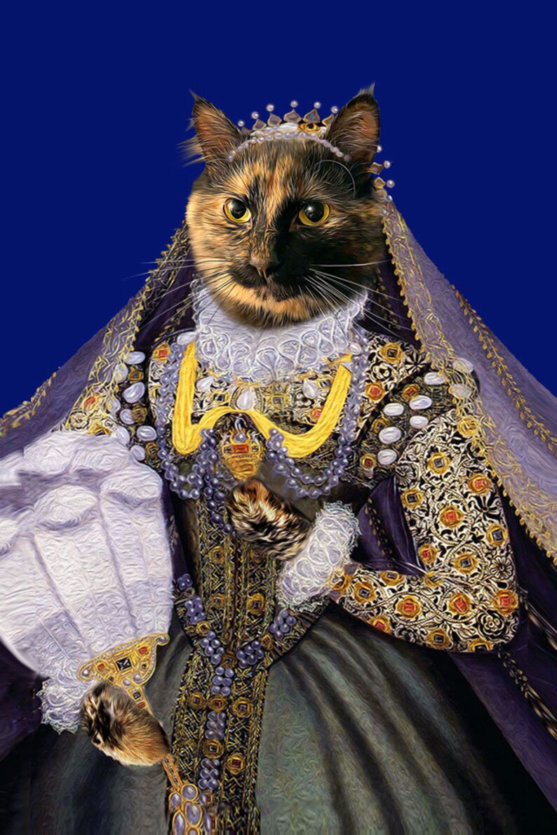 Queen Elizabeth Custom Pet Dog and Cat Portraits Digital portrait painting using your Pet's Photo image 2