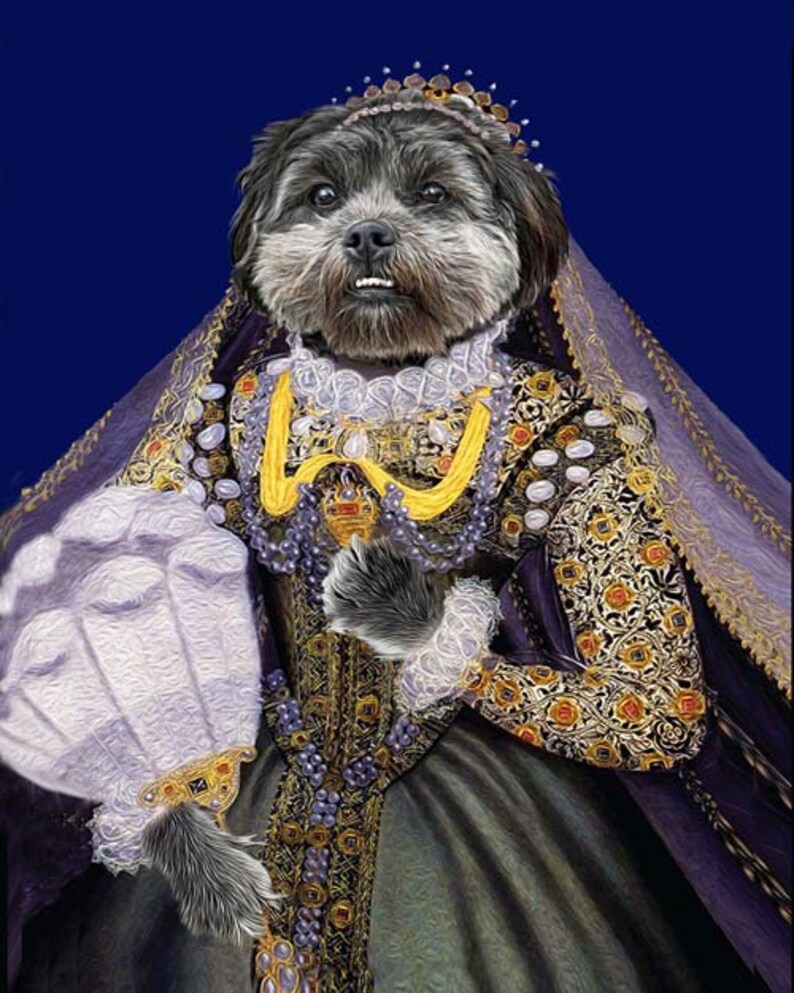 Queen Elizabeth Custom Pet Dog and Cat Portraits Digital portrait painting using your Pet's Photo image 5