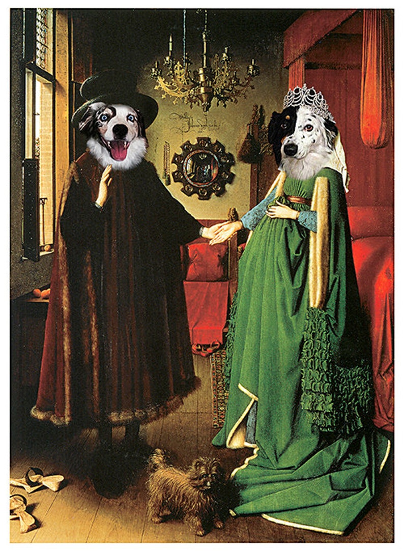 TWO Pet Portrait Wedding of Arnolfini by Jan Van Eyck Etsy