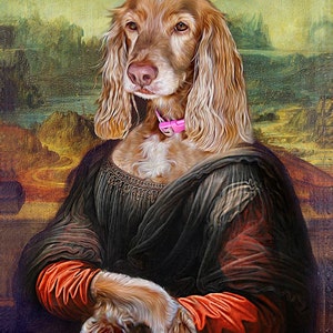 Mona Lisa - Pet Portrait - Custom Renaissance Pet Dog/Cat Portraits - Digital personalized portrait painting using your Pet's Photo image 2