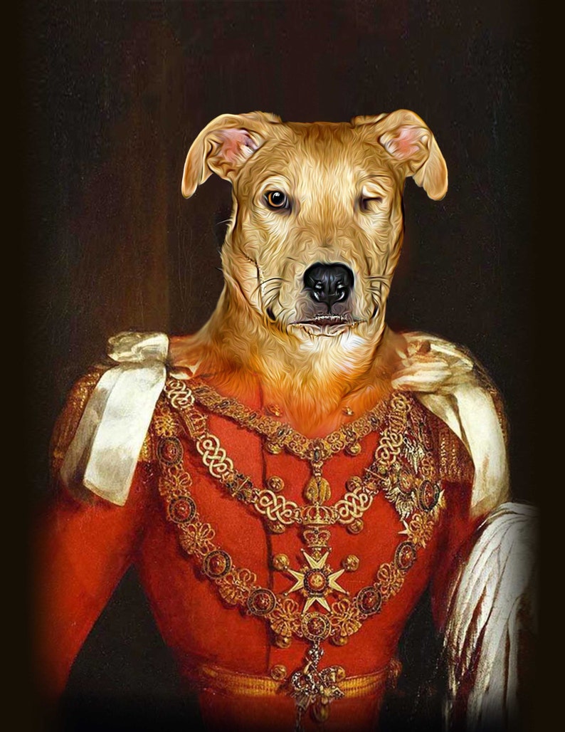 Prince Albert Custom Pet Portraits Dog Portraits and Cat Portraits Digital portrait painting using your Pet's Photo image 2