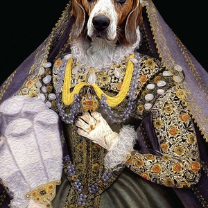 Queen Elizabeth Custom Pet Dog and Cat Portraits Digital portrait painting using your Pet's Photo image 3