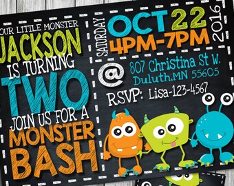 monster invitation, monster birthday invitation, monster party invitation, monster birthday, chalkboard invitation, personalized, printable