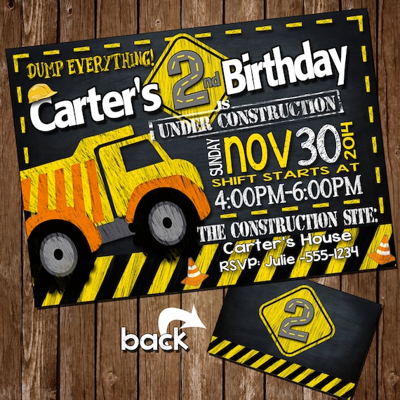Construction First Birthday Invitations 4