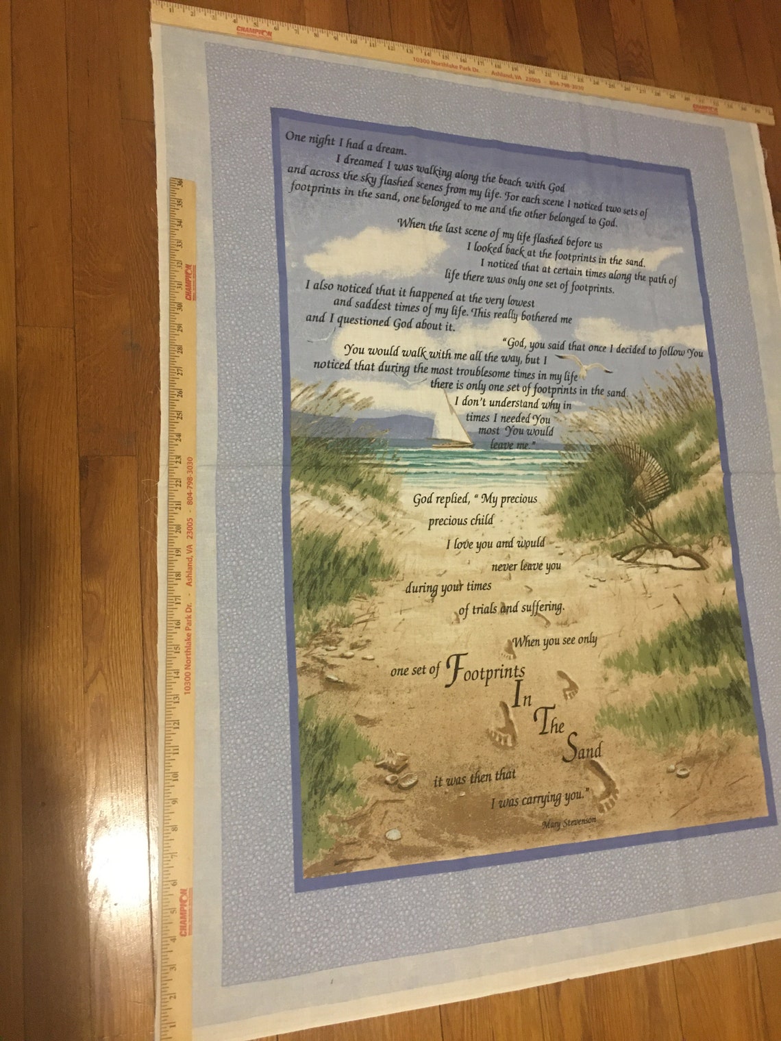 Footprints in the Sand Fabric Panel / Cotton Religious Wall Etsy