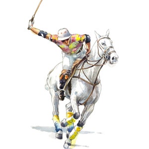 Polo Offside forehand shot. Giclee print A4