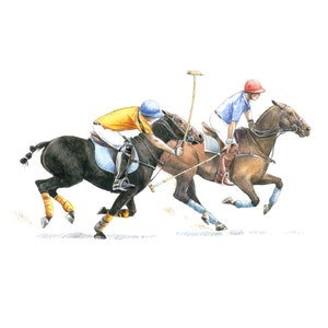 Greetings card of polo players &#39;Hooking&#39;