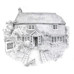 Greetings card of Surrey Cottage - as pretty as a picture!