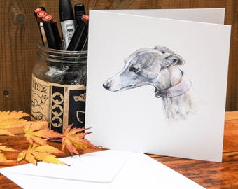 Greetings card 'Gentle and patient' whippet.