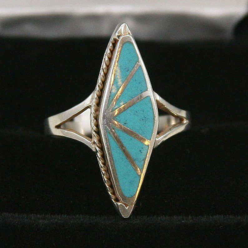 Vintage Turquoise Sterling Silver Ring 925