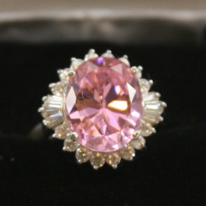 Vintage Sterling Silver Pink CZ Ring 925