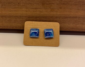 Pendientes cuadrados azules brillantes