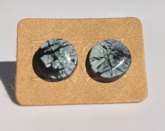 Pendientes Crackle Black & White Stud