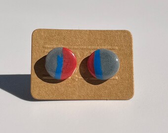 Pendientes gris vintage rojo y azul