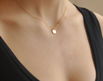 Tiny gold disc necklace, Minimal delicate necklace, minimal gold disc, Tiny dot necklace, Sequin dot necklace, Simple layering necklace NS31