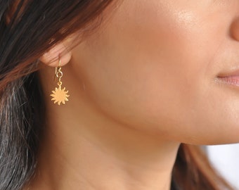 Sun earrings Gold sun earrings Celestial earrings Dainty gold earrings Sun dangle earrings Sun drop earrings Gold Fill Sterling silver NS103