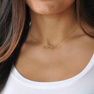 Simple Gold Choker Necklace, Dainty Choker Necklace, Minimal Gold Necklace, Delicate Gold, Karma Infinity Necklace, Dainty Yoga, NS 69