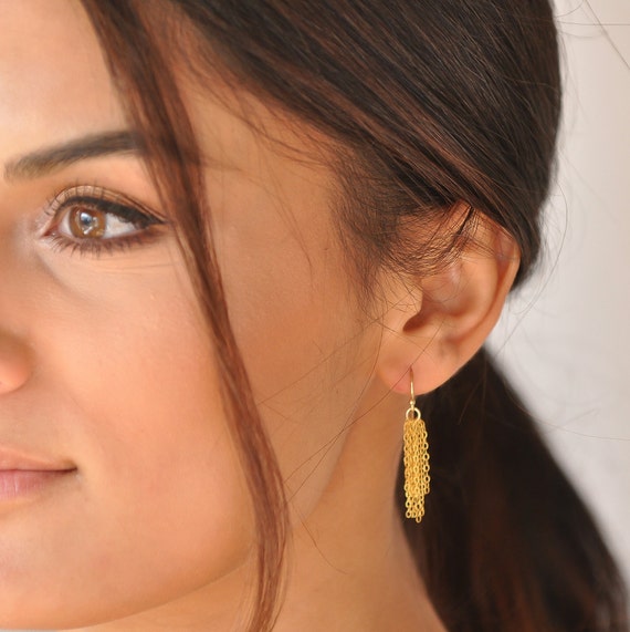 Chain Earrings Chain Tassel Earrings 14 K Gold Filled Sterling