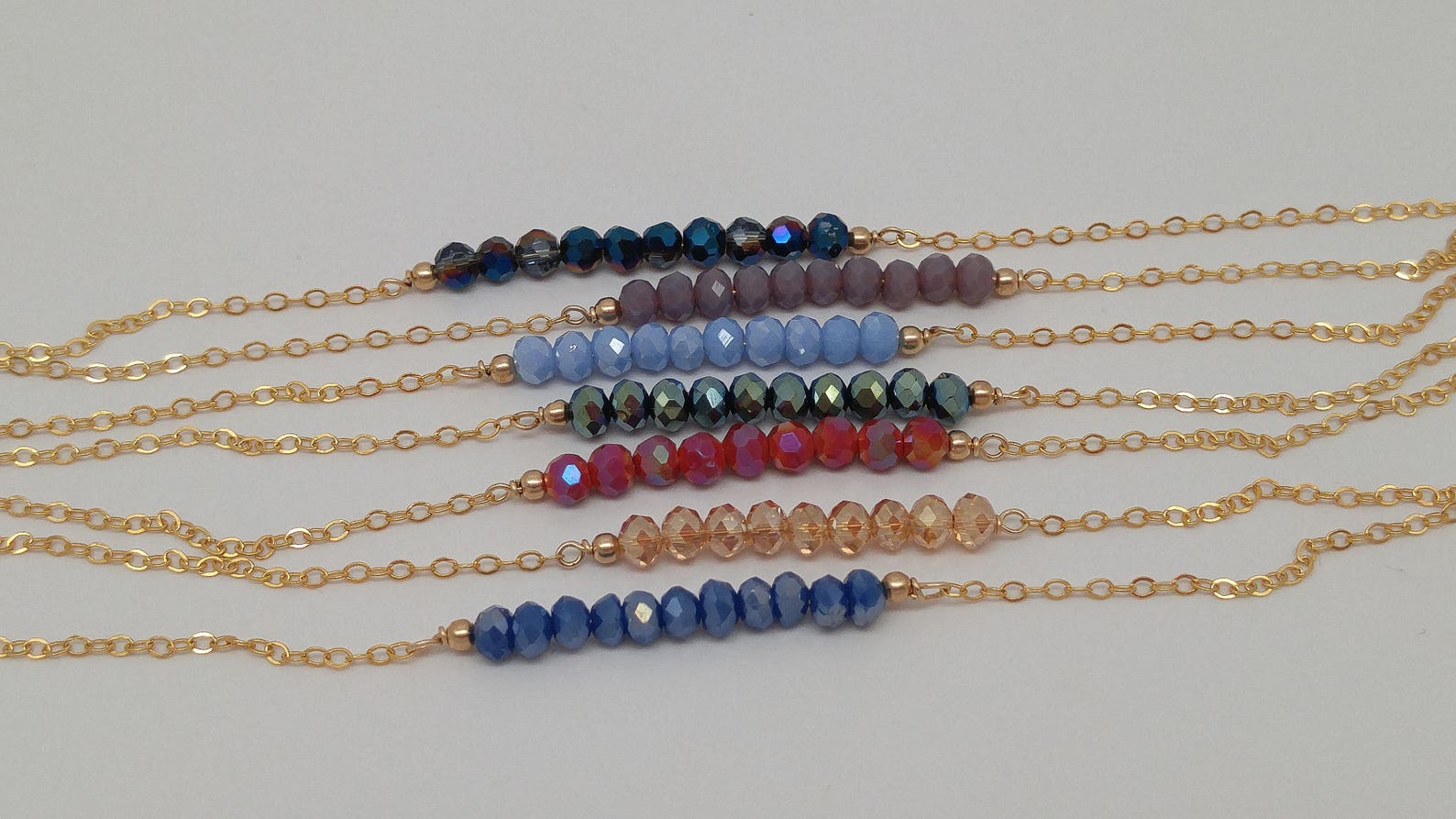 Dainty Bead Necklace Minimal Bead Necklace Layering Bead Etsy