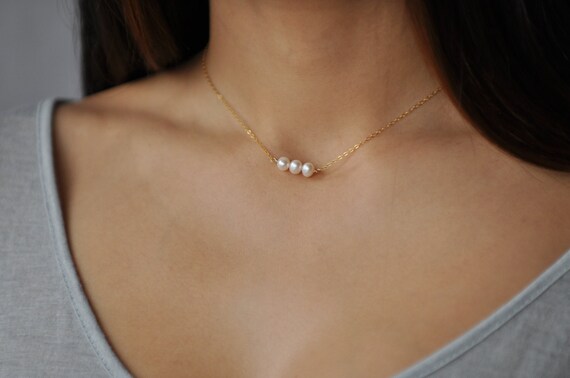 ネックレス・ペンダント SSIL BASIC PEARL CHOKER NECKLACE POPLYKE Very Very Small Single Pearl Choker Necklace for