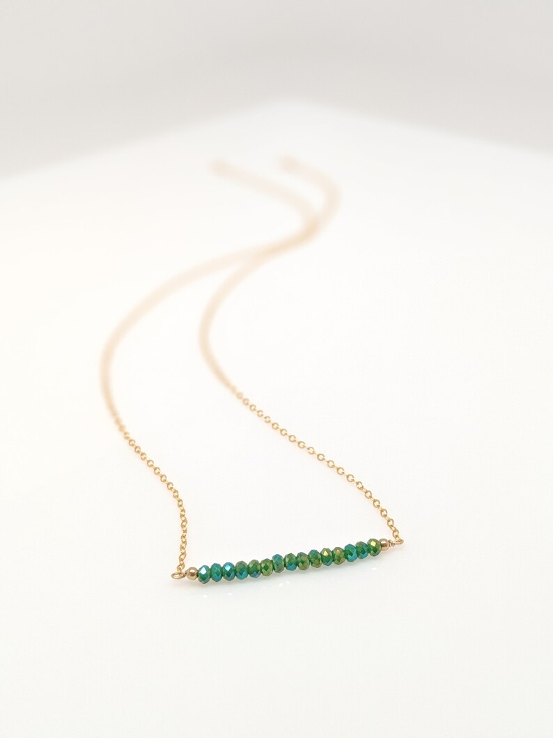 Bead Bar Necklace Layering Necklace Minimal Dainty Bead Etsy