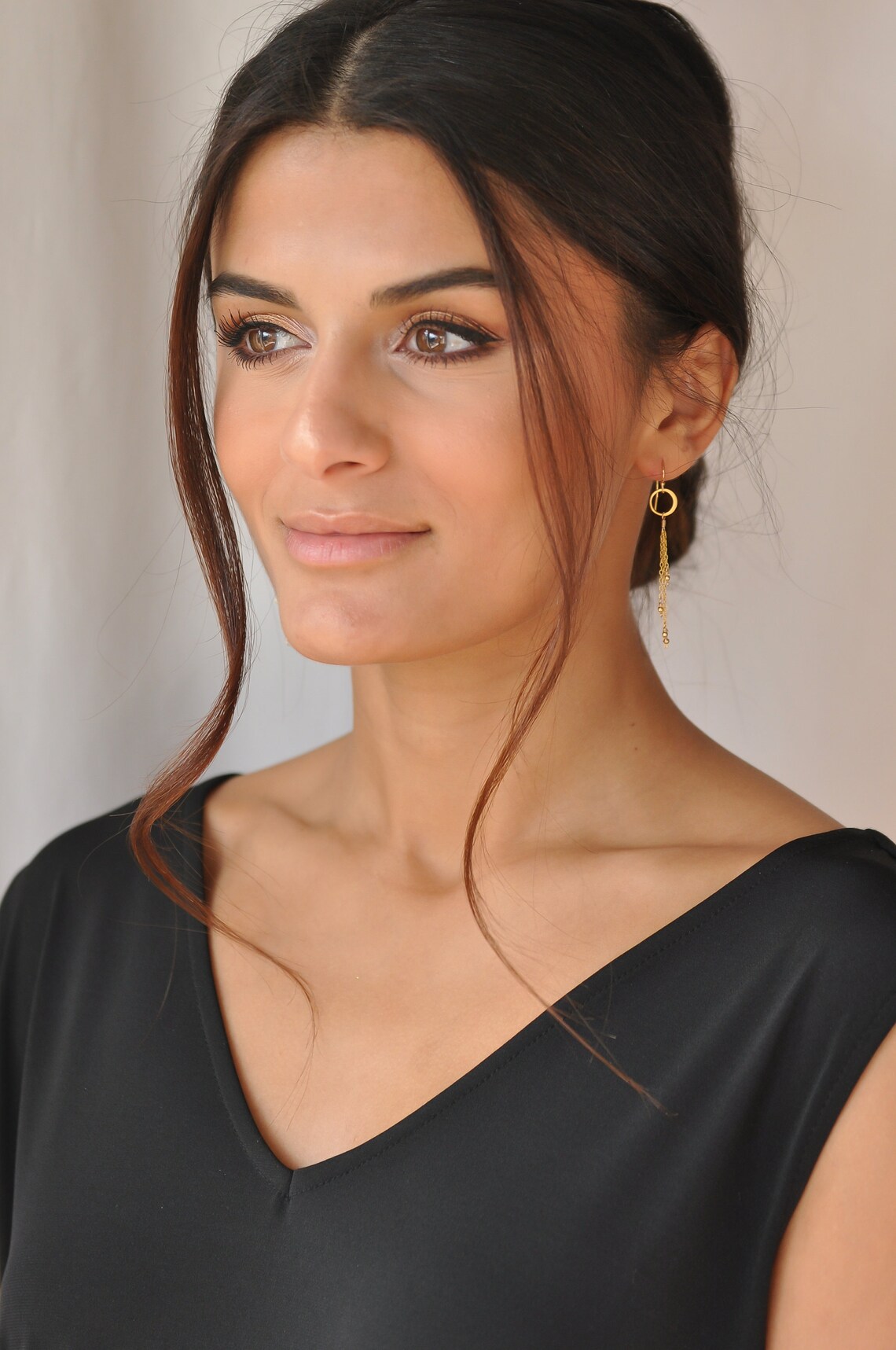 Chain Tassel Earrings Circle Long Chain Dangle 14 K Gold Etsy