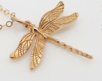 Dragonfly necklace Dragon fly necklace gold bronze Realistic dragonfly charm Nature lover gift Bug charm Gardener gift Insect Spirit animal