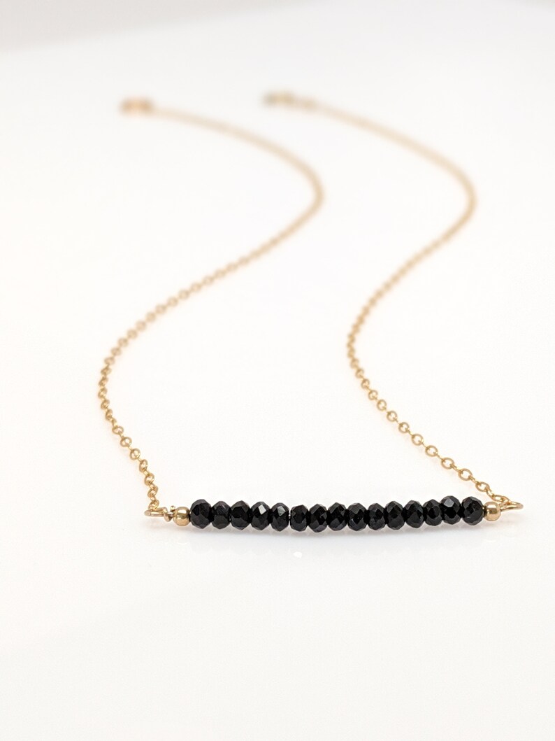 Bead Bar Necklace Layering Necklace Minimal Dainty Bead Etsy