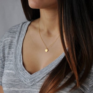 Gold Disk Necklace, Gold disc necklace, Dainty disc, Gold circle pendant, Simple everyday necklace, Tiny gold disc, Small Gold disc, NS 63