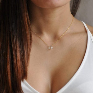 Simple crystal necklace, Dainty crystal, Tiny crystal charm, Modern crystal, Clear crystal, Dainty bridesmaid, Simple everyday, NS65