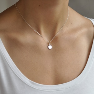 Sun necklace Sun necklace gold Sun pendant necklace Sunburst celestial charm Dainty delicate gold silver chain Tiny sun charm Layering NS102