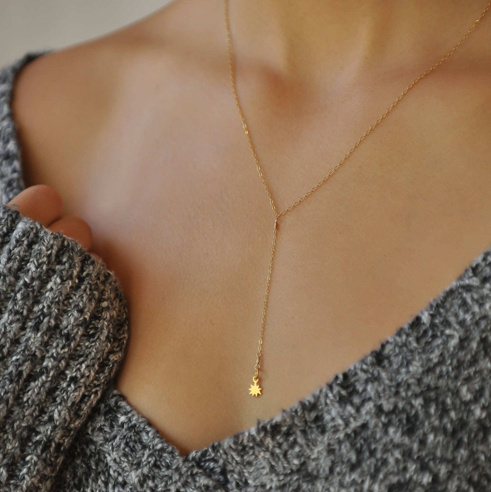 Golden Serenity Lariat Necklace