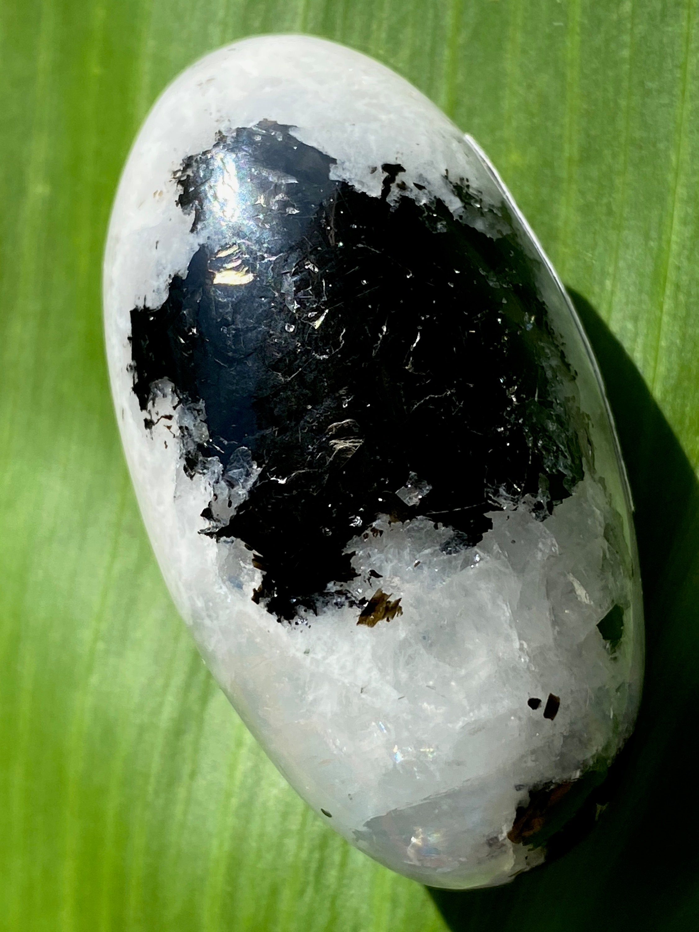 Rainbow Moonstone with Black Tourmaline Shiva Lingam India ...