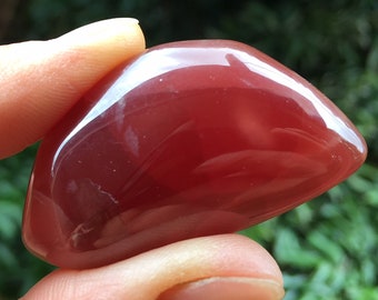 Gem Rhodochrosite, Peru ~ fantastic deep red ~ freeform polished hand piece