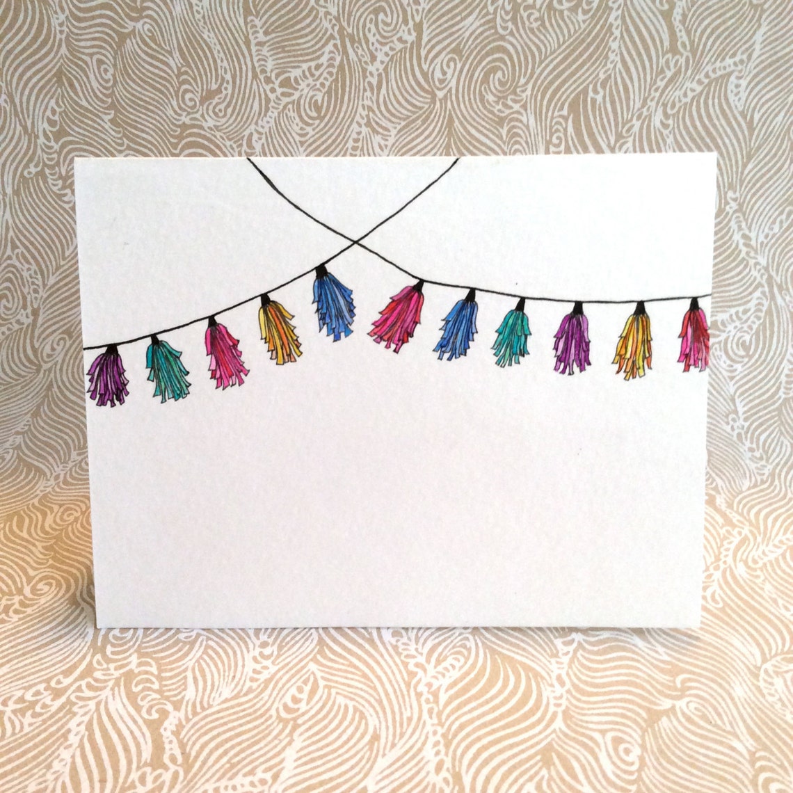 Multicolored tassel garland card celebration card original Etsy