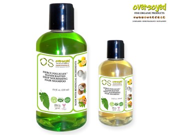 Liquid Hair Shampoo - OverSoyed Organic Fierce Follicles™ - Vegan Friendly Paraben Free Nourishing Hair Care For All Dry Damaged Oily Types