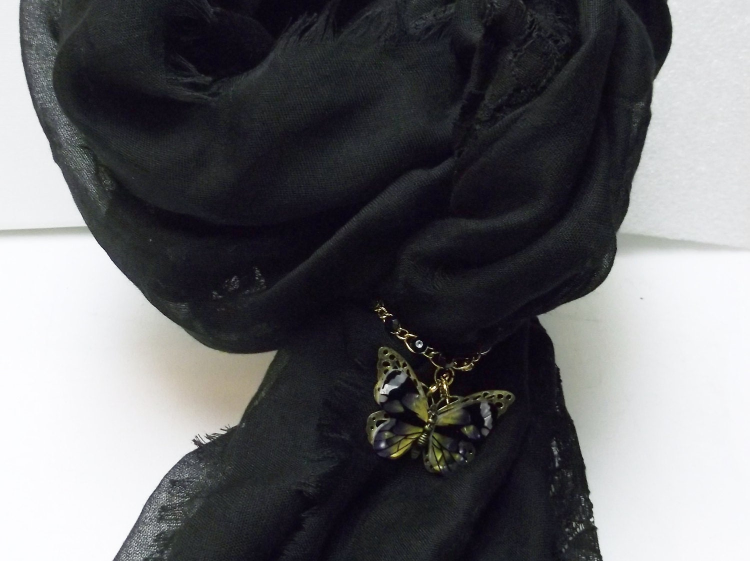 Butterfly Pendant Scarf Jewelry Etsy