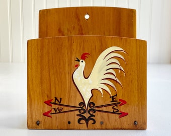 Vintage Wood Napkin Holder - Redbird Line - Pretty Rooster Design