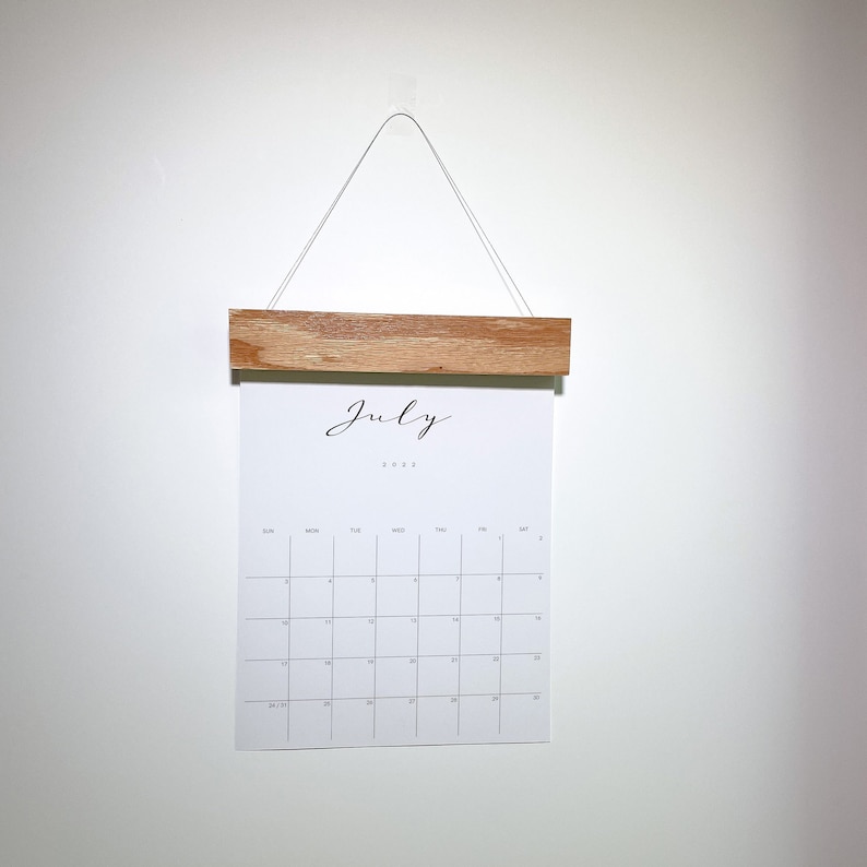 Wall Calendar With Wooden Frame Hanger Large Monthly Modern Etsy