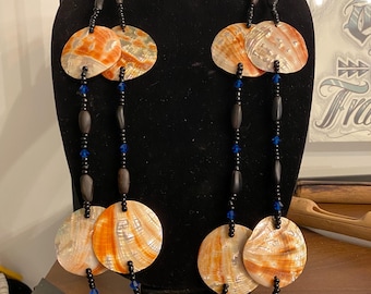 Red Abalone and Black Pine Nut Necklace by Chumash Artist Steven Saffold