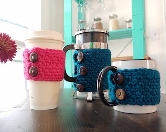 French press cozy set with 2 coffee cup sleeves