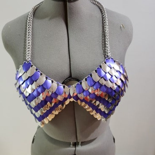 Striped Chevron Chain/Scalemail Bikini Top